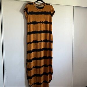 Acting Pro Asymmetrical Dress in Black and Orange